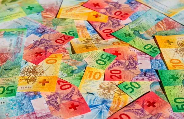 Inzameling Van Nieuwe Zwitserse Bankbiljetten Uitgegeven 2017 2020 — Stockfoto
