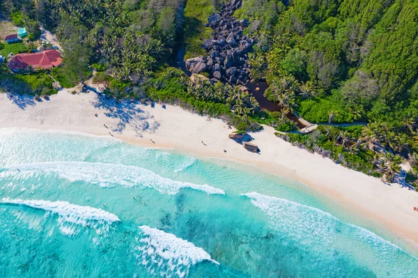 Kända Grand Anse Stranden Digue Seychellerna — Stockfoto