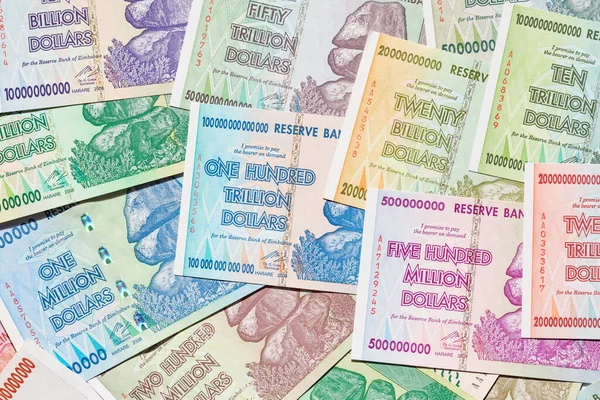 Banknoty Zimbabwe Hiperinflacji — Zdjęcie stockowe