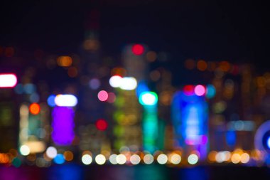 Hong Kong şehrinin gece ışıkları