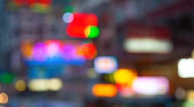 Hong Kong şehrinin gece ışıkları