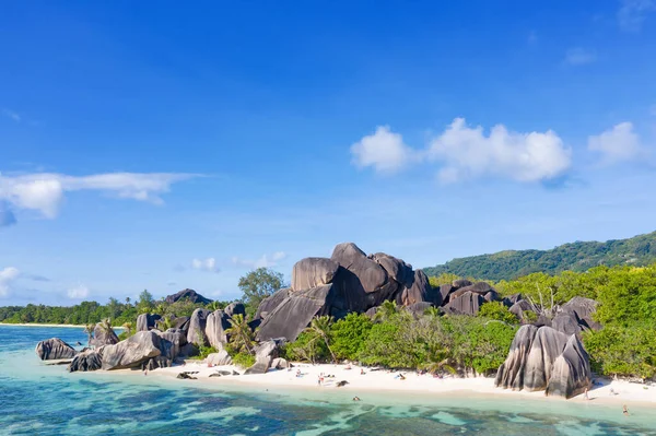 Famosa Anse Fonte Argent Praia Ilha Digue Seychelles — Fotografia de Stock