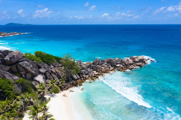 Beroemd Grand Anse Strand Het Eiland Digue Seychellen — Stockfoto