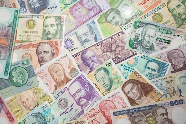 Různé Jihoamerické Bankovky — Stock fotografie