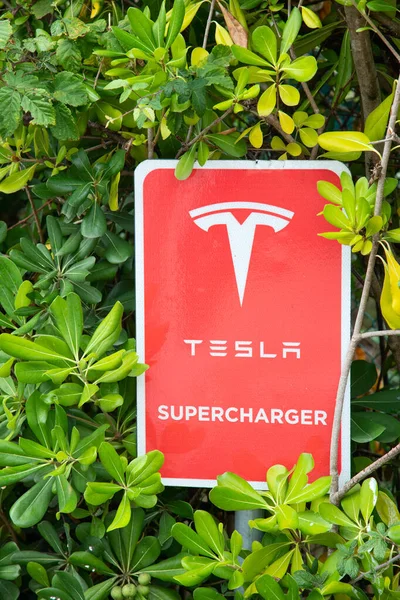 Forte Dei Marmi Itálie Září Stanice Tesla Supercharger Září 2021 — Stock fotografie
