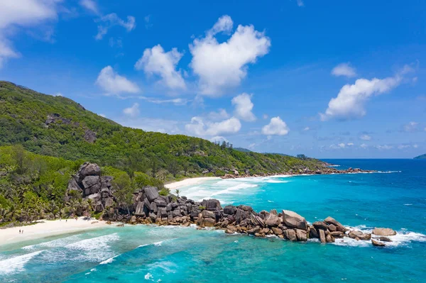 Famosa Spiaggia Grand Anse Sull Isola Digue Seychelles — Foto Stock