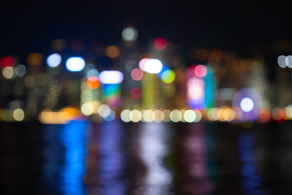 Night lights of the Hong Kong city