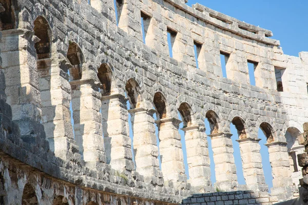 Anfiteatro Romano Antigo Cidade Croata Pula — Fotografia de Stock