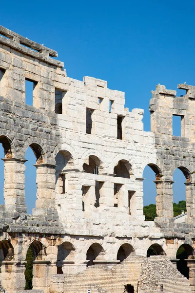 Starożytny Rzymski Amfiteatr Chorwackim Mieście Pula — Zdjęcie stockowe