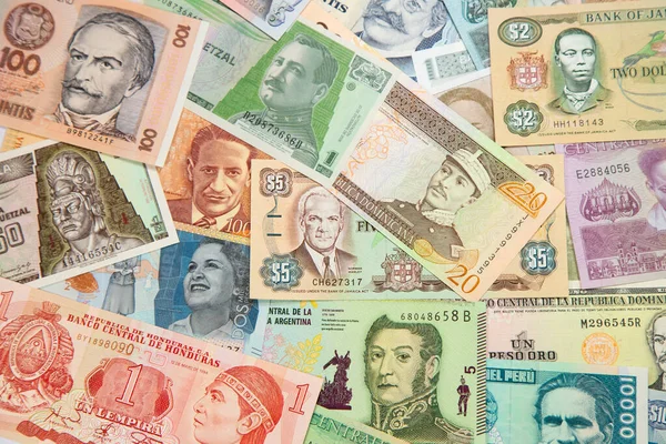 Variedad Billetes Sudamericanos — Foto de Stock