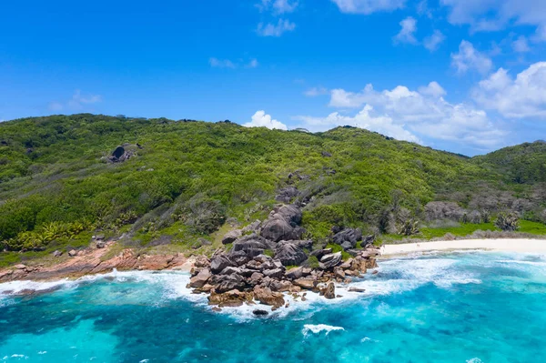 Famosa Praia Grand Anse Ilha Digue Seychelles Imagens De Bancos De Imagens