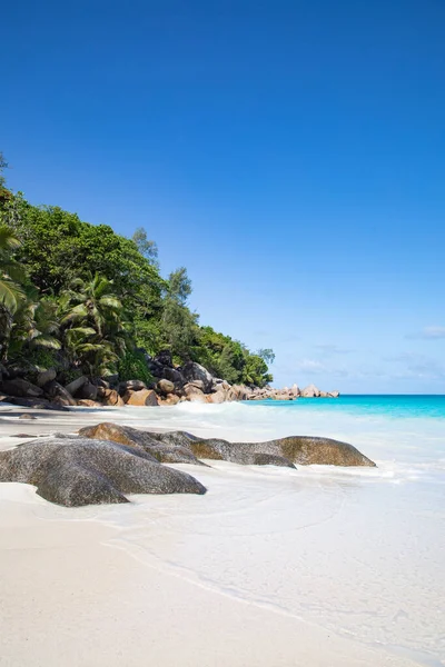 Famosa Spiaggia Anse Georgette Sull Isola Praslin Seychelles Immagine Stock