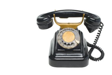 Beyaz izole edilmiş eski grunge vintage telefon