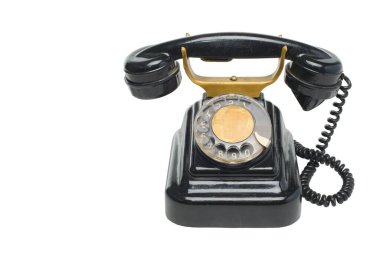 Beyaz izole edilmiş eski grunge vintage telefon
