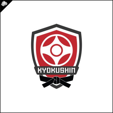 Kyokushin karatesi. Dövüş sanatları renkli sembol, logo yaratıcı tasarım amblemi.