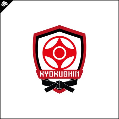 Kyokushin karatesi. Dövüş sanatları renkli sembol, logo yaratıcı tasarım amblemi.