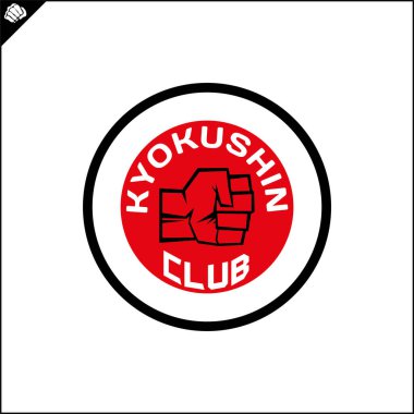 Kyokushin karatesi. Dövüş sanatları renkli sembol, logo yaratıcı tasarım amblemi.