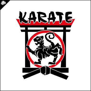 Kyokushin karatesi. Dövüş sanatları renkli sembol, logo yaratıcı tasarım amblemi.