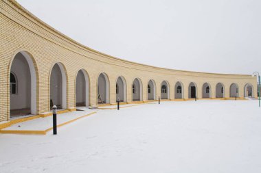 Beautiful Muslim mosque in blue skies and grass. High qualiti photo.