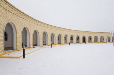 Beautiful Muslim mosque in blue skies and grass. High qualiti photo.