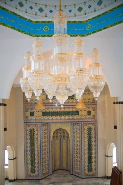 Beautiful Muslim mosque in blue skies and grass. High qualiti photo.