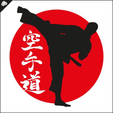 Karate amblemi. Dövüş sanatları renkli sembol tasarımı. Vektör.