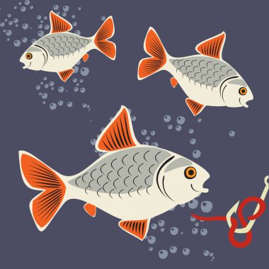 Balıkçılık Güzel yaz hobi Vektör karikatür poster Eps