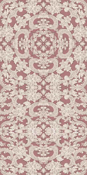Ornamento Vintage Motivo Floreale Piastrelle Rosa Bordeaux Beige Perfetto Design — Foto Stock