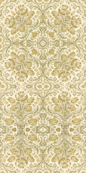 Adorno Vintage Patrón Floral Azulejo Beige Amarillo Perfecto Para Diseño —  Fotos de Stock