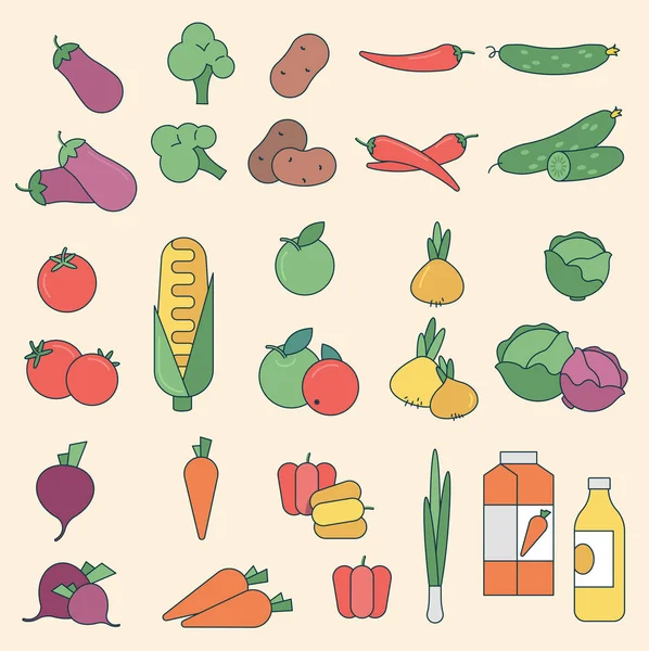Овощной Вегетарианский Минимальный Тонкая Линия Цвета Иконка Вектор Логотипа Дизайн — стоковый вектор