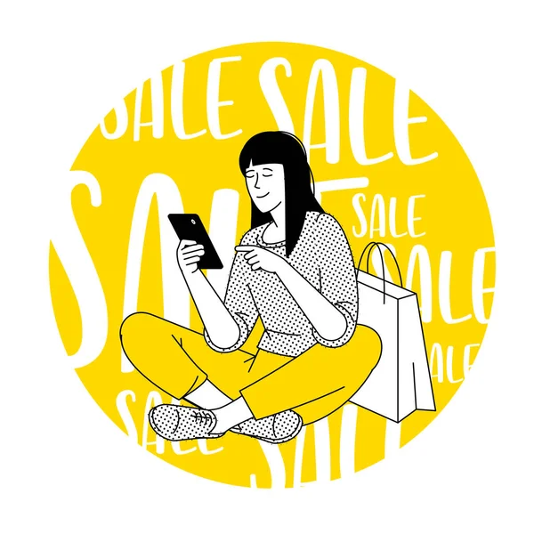 Alışverişler Kara Cuma Sezonluk Büyük Satış Berraklık Çevrimiçi Çevrimdışı Alışveriş — Stok Vektör