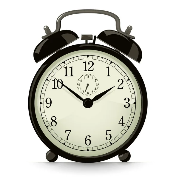Black Vintage Retro Alarm Clock Vector Illustration — Stock Vector