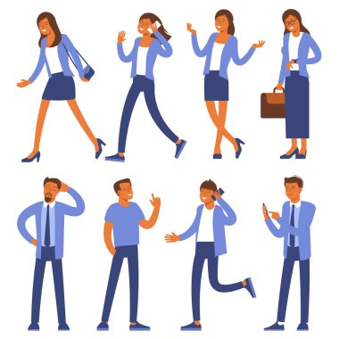 Düz tasarım vektör koleksiyonu genç erkek ve kadın pozlar ve web sayfası ve mobil uygulama için etkinlikler.