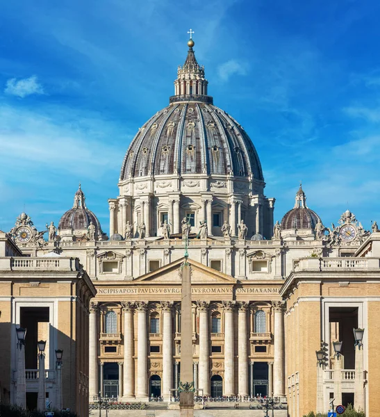 Facade Famous Papal Basilica Aka Saint Peter Basilica Blue Sky — Stock Photo, Image