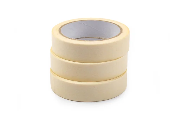 Rolls Beige Adhesive Tapes Bright Background — Stock Photo, Image