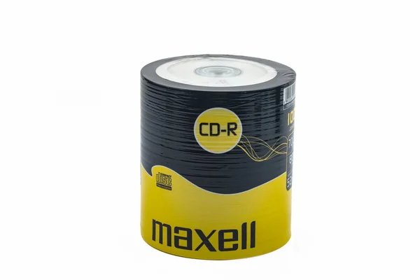 Wetzlar Niemcy 2022 Pile Uszczelnionych Płyt Maxell Compact Disc Izolowanych — Zdjęcie stockowe