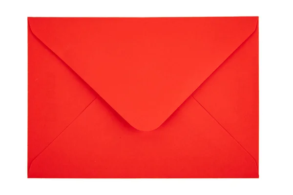 Kırmızı Zarfın Arkası Beyaz Arkaplan Üzerinde Izole — Stok fotoğraf