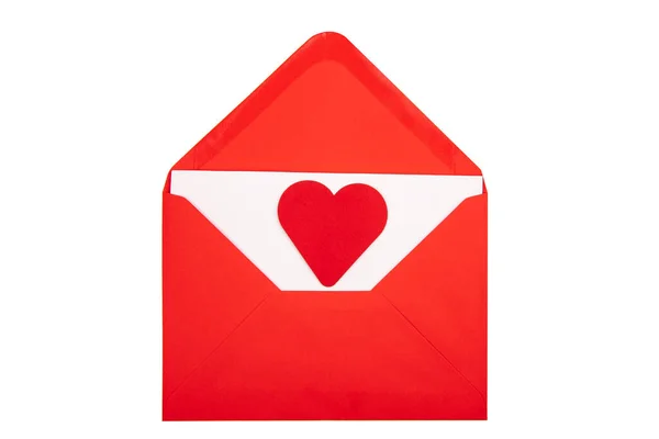 Κόκκινο Φάκελο Διακοσμητικό Καρδιά Απομονώνονται Λευκό Φόντο — Φωτογραφία Αρχείου