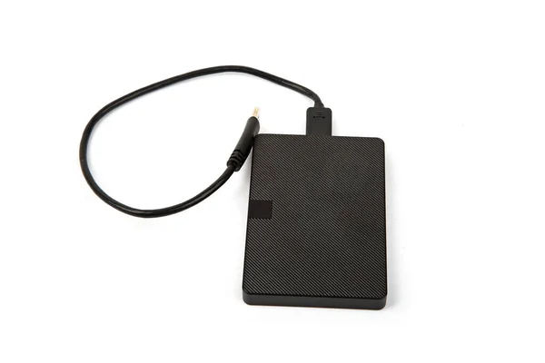 Black Portable Harddrive Isolated White Background — Stock Photo, Image