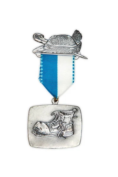 Yürüyüş Madalyası Beyaz Arkaplanda Izole Edildi — Stok fotoğraf