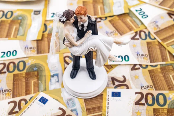 Symbol Marriage Couple Euro Bills Background Concept Wedding Costs — Stock Photo, Image