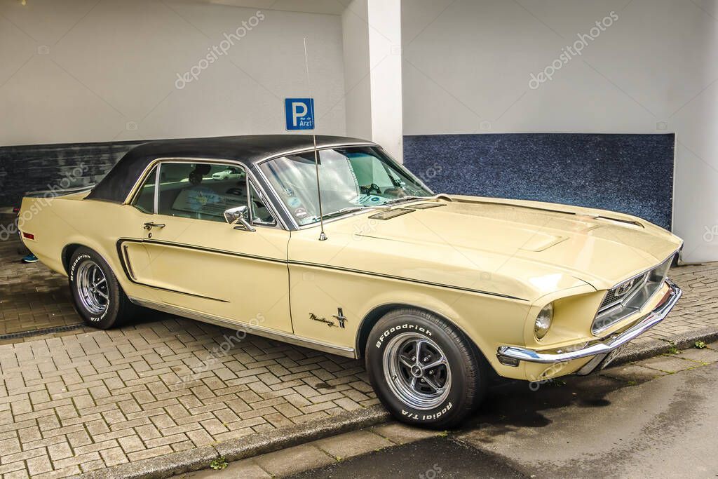 WETTENBERG, HESSE, GERMANY - 07 - 28 - 2023: Classic FORD Mustang  at a traditional Car Show Golden Oldies in Krofdorf-Gleiberg near Giessen, Hesse.