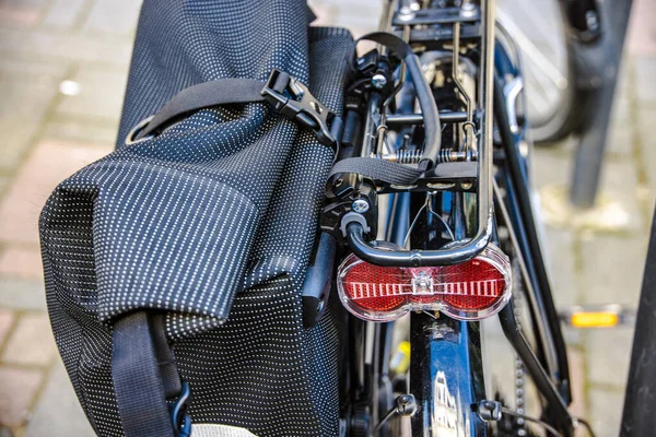 Bicycle bag on a luggage rack on a bicycle