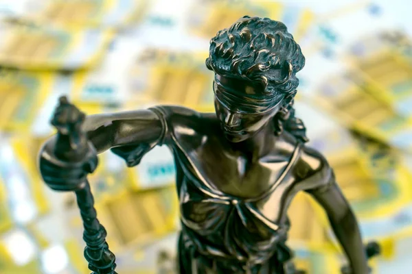 Justitia Figure 200 Euro Bills Background Concept Justice Money Stock Picture