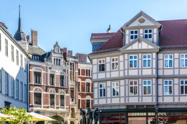 Beautiful old German cities, Travel and German sightseeing locations. Scenic view to facade of old historic houses. clipart