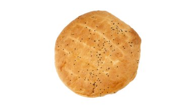 Düz Ekmekten Üst Görünüm beyaz arkaplanda izole edildi