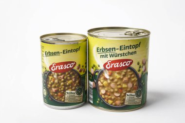 HUETTENBERG, ALMANY - 2 Mayıs 2025: ERASCO Bezelye Güveci. 