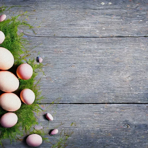 カラフルな卵とウサギとハッピーイースタンミーティング — ストック写真