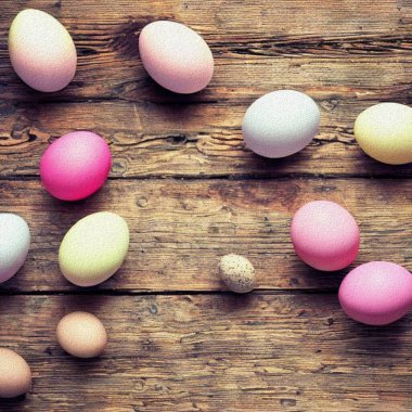 Happy Eastern Meetings with colourful Eggs and a bunny