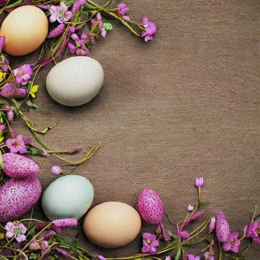 Happy Eastern Meetings with colourful Eggs with a bunny